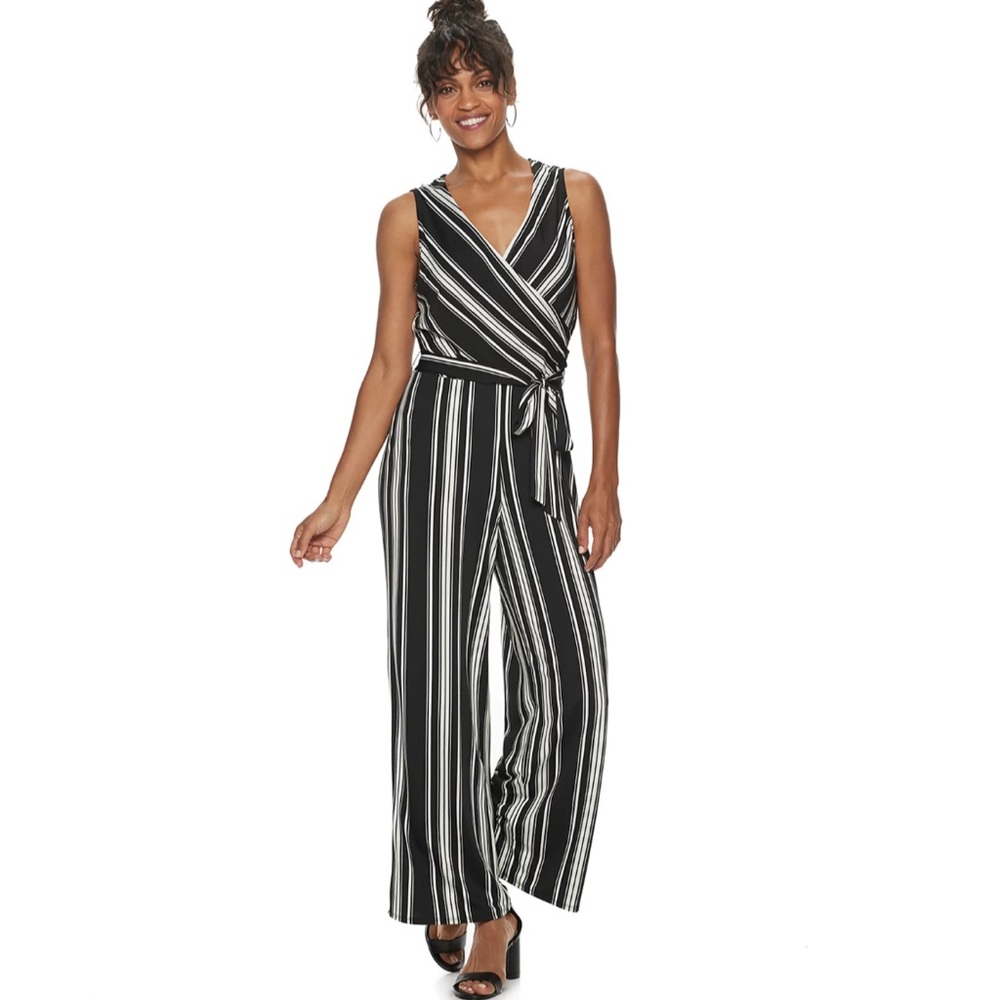 Nina Leonard Striped Jumpsuit - Picture 1 of 11